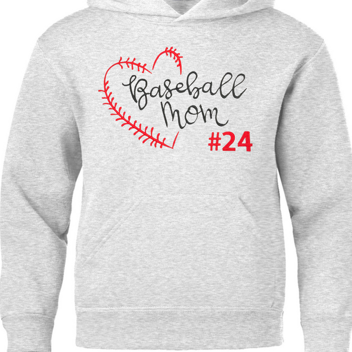 Adult Hoodie (w/ drawstrings)- Baseball Mom Love