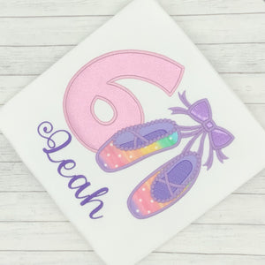 Ballet Slippers Girls Birthday Shirt (age 1-9)