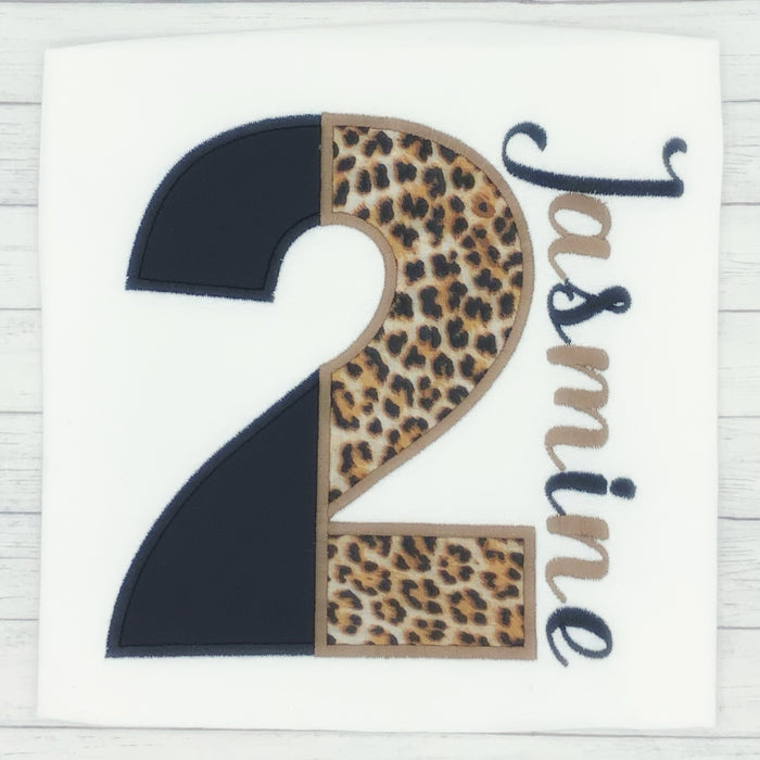Girls Birthday Black / Leopard Print Shirt (age 1-9)
