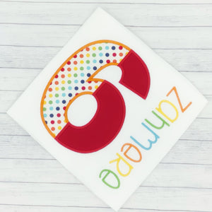 Boys Birthday Polka Dot / Red Split Number (age 1-9)
