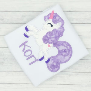 Unicorn Name Shirt w/ Purple Glitter Hair