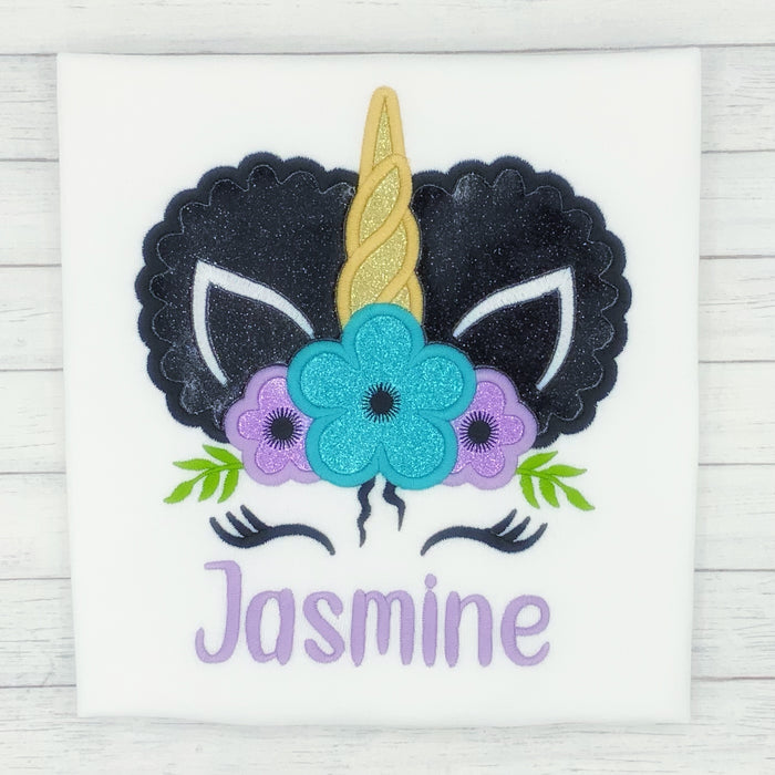 Unicorn w/ Puffs Name Shirt