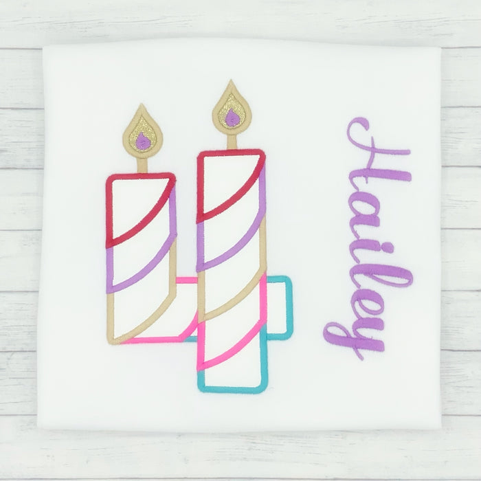 Candle Fourth - Girls Birthday Shirt (White)