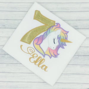 Unicorn Girls Birthday Shirt (age 1-9)