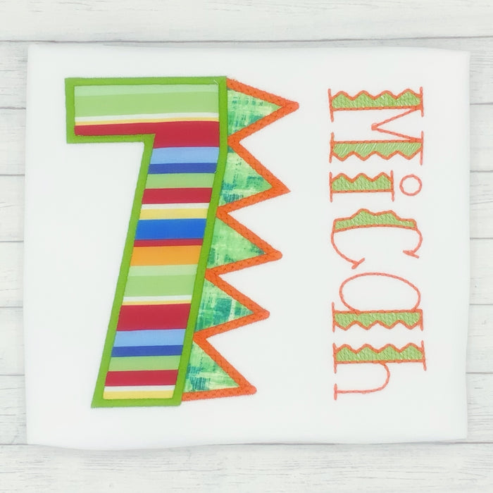 Boys Birthday Dinosaur Number Shirt, Stripes(age 1-9)