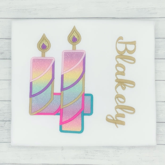 Candle Fourth - Girls Birthday Shirt (Multi Color)