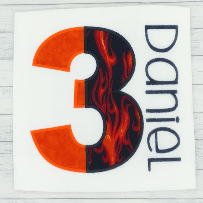 Boys Birthday Orange/Fire Split Number (age 1-9)