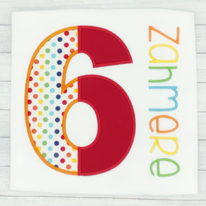 Boys Birthday Polka Dot / Red Split Number (age 1-9)