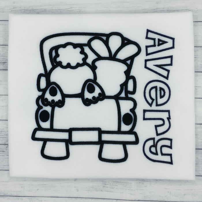 Color Me Embroidery - Rabbit in Car - Washable Markers Included