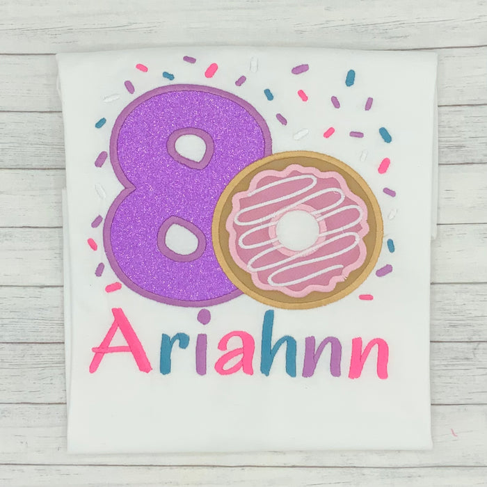 Girls Birthday Donut Shirt w/ Sprinkles (age 1-9)