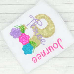 Girls Birthday Shirt w/ Flowers (age 1-9)