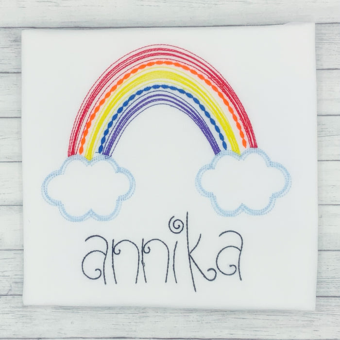 Rainbow w/ Clouds Name Shirt