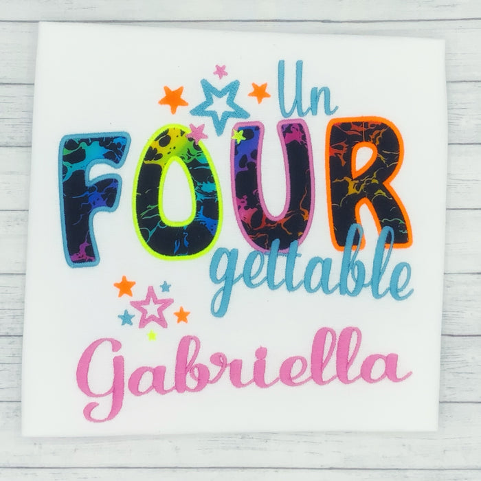 Girls Birthday Shirts Un-FOUR-gettable