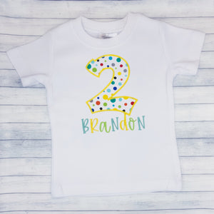 Boys Birthday Polka Dot Shirt (age 1-9)