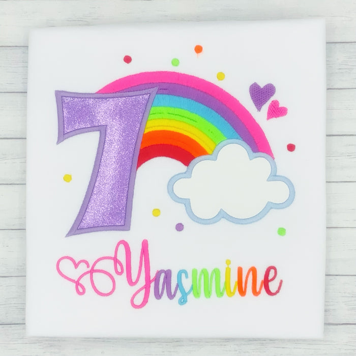 Rainbow Number Girls Birthday Shirt - Lavender (age 1-9)