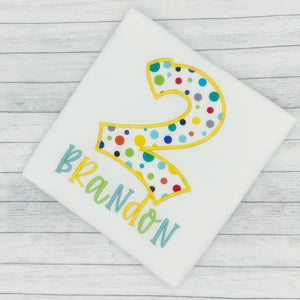 Boys Birthday Polka Dot Shirt (age 1-9)
