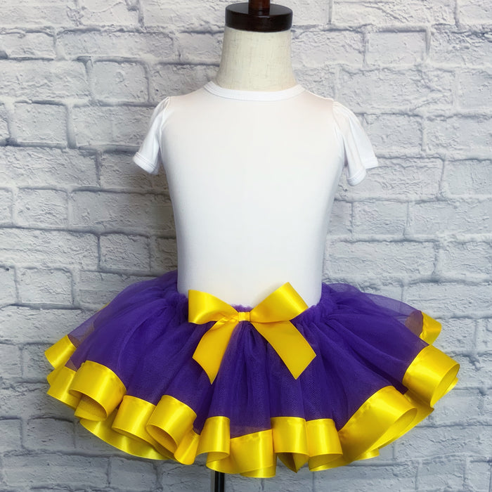Purple Tutu / Yellow Ribbon Trim & Bow