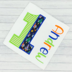 Boys Birthday Chevron/Rocket Split (age 1-9)