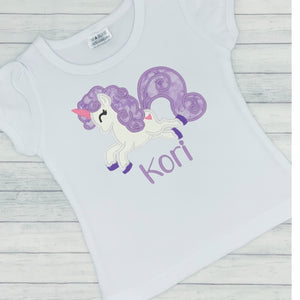 Unicorn Name Shirt w/ Purple Glitter Hair