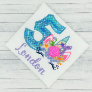 Unicorn Mermaid Girls Birthday Shirt (age 1-9)